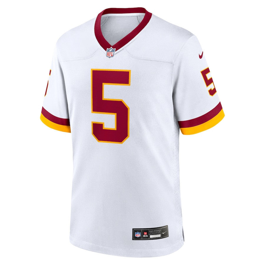 Jayden Daniels 5 Washington Commanders Game Super Bowl Era Men Jersey - White
