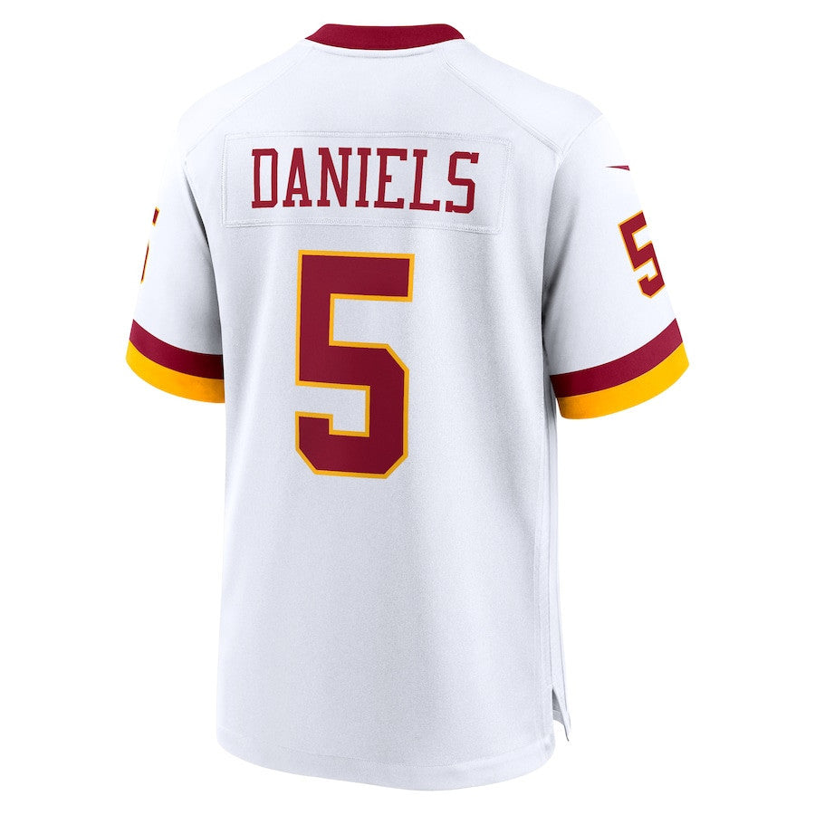 Jayden Daniels 5 Washington Commanders Game Super Bowl Era Men Jersey - White