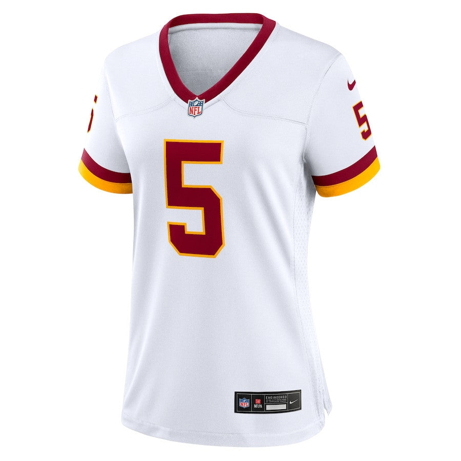 Jayden Daniels 5 Washington Commanders Women's Game Super Bowl Era Jersey - White