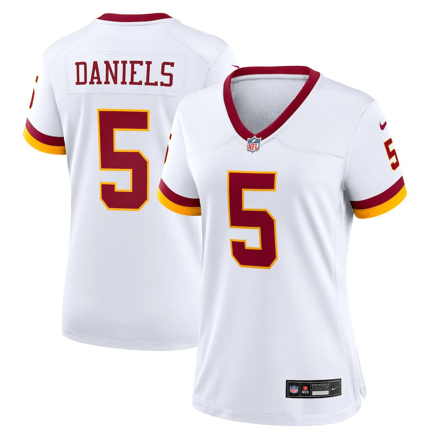 Jayden Daniels 5 Washington Commanders Women's Game Super Bowl Era Jersey - White