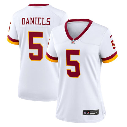 Jayden Daniels 5 Washington Commanders Women's Game Super Bowl Era Jersey - White