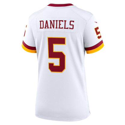 Jayden Daniels 5 Washington Commanders Women's Game Super Bowl Era Jersey - White