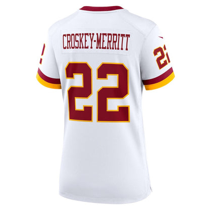 Jacory Croskey-Merritt 22 Washington Commanders Women's Game Super Bowl Era Jersey - White