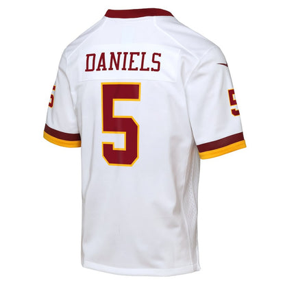 Jayden Daniels 5 Washington Commanders YOUTH Game Super Bowl Era Jersey - White