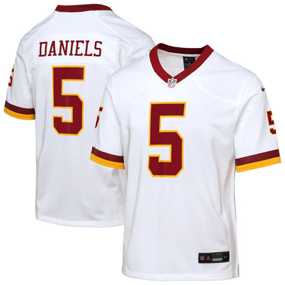 Jayden Daniels 5 Washington Commanders YOUTH Game Super Bowl Era Jersey - White