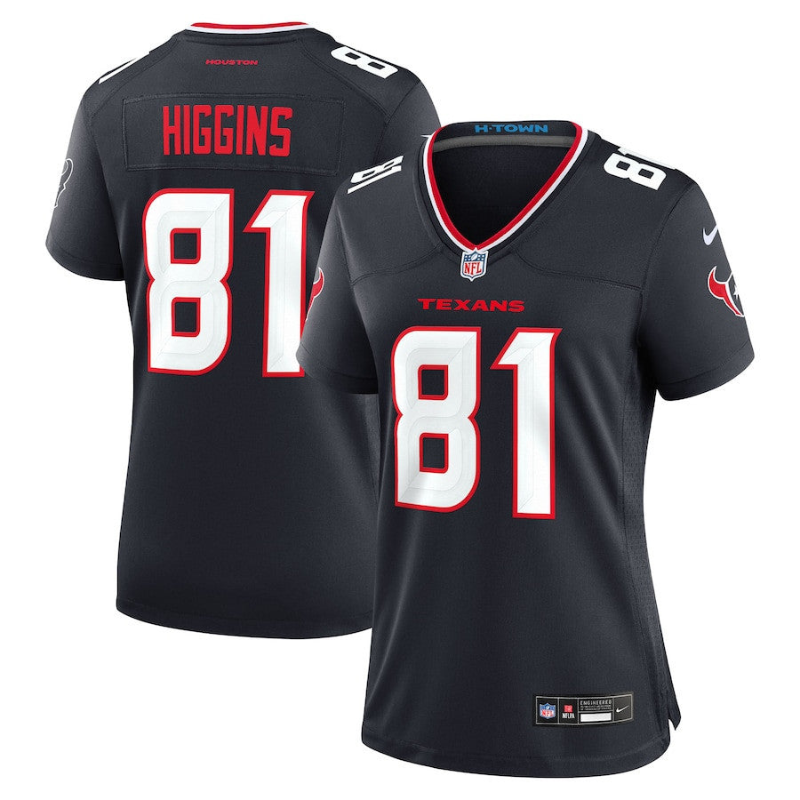 Jayden Higgins 81 Houston Texans Women's Game Jersey - Navy