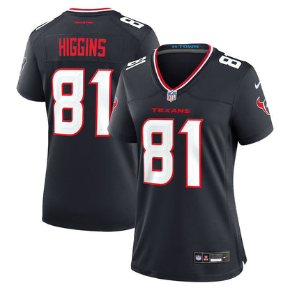 Jayden Higgins 81 Houston Texans Women's Game Jersey - Navy