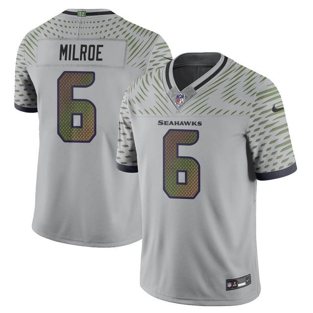 Jalen Milroe 6 Seattle Seahawks Vapor F.U.S.E. Limited Rivalry Series Men Jersey - Gray