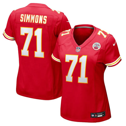 Josh Simmons 71 Kansas City Chiefs Women's Team Game Jersey - Red