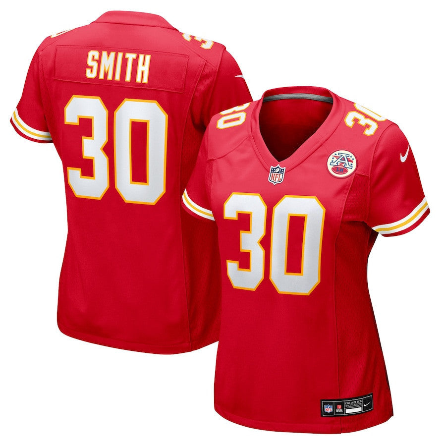 Brashard Smith 30 Kansas City Chiefs Women's Team Game Jersey - Red