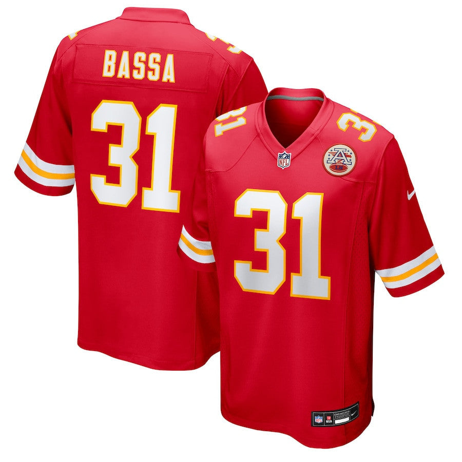 Jeffrey Bassa 31 Kansas City Chiefs Team Game Men Jersey - Red