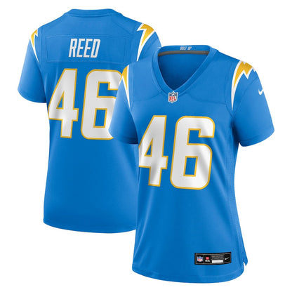 Nikko Reed 46 Los Angeles Chargers Women's Team Game Jersey - Powder Blue