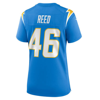 Nikko Reed 46 Los Angeles Chargers Women's Team Game Jersey - Powder Blue