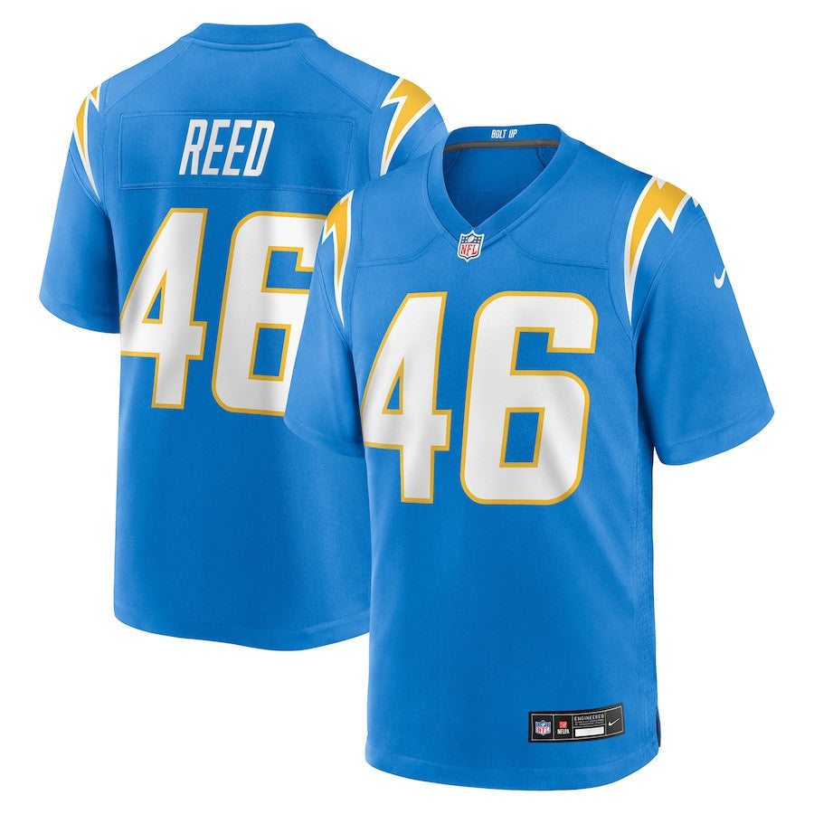 Nikko Reed 46 Los Angeles Chargers Team Game Men Jersey - Powder Blue