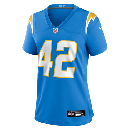 Tucker Fisk 42 Los Angeles Chargers Women's Team Game Jersey - Powder Blue