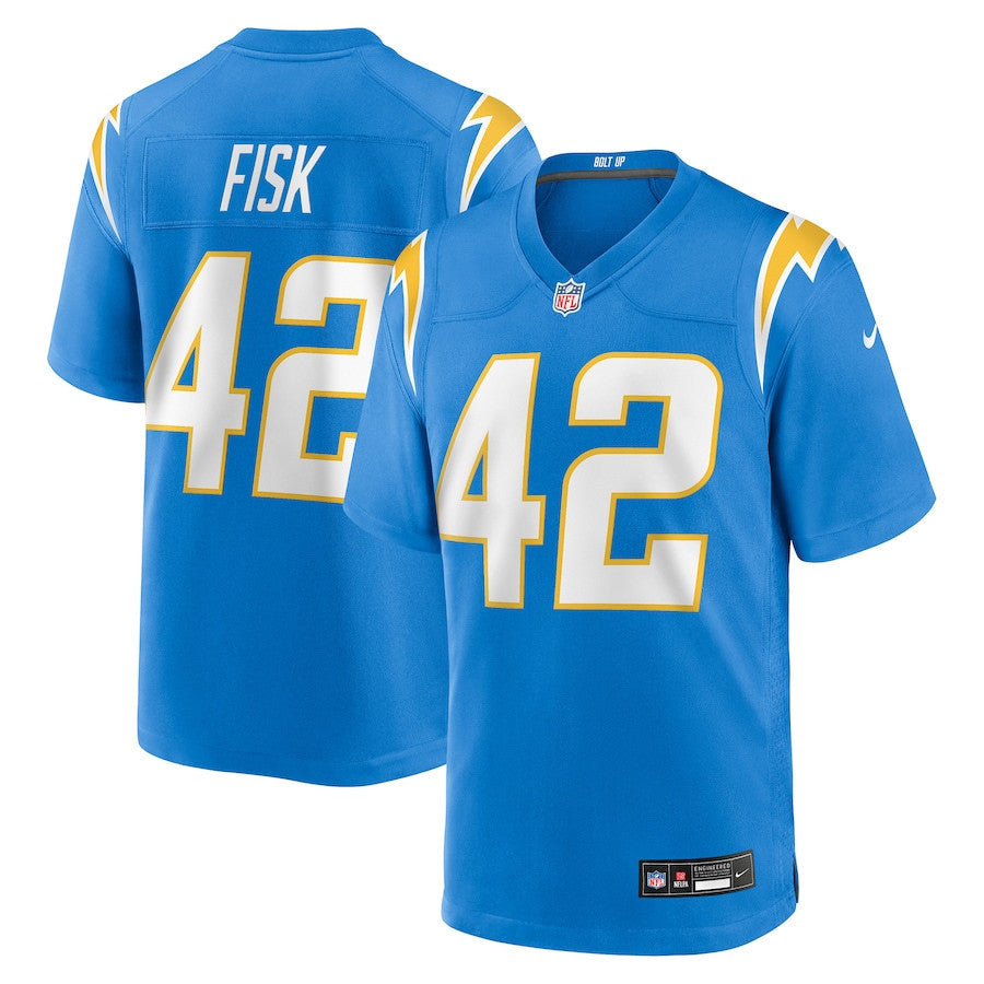 Tucker Fisk 42 Los Angeles Chargers Team Game Men Jersey - Powder Blue
