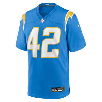 Tucker Fisk 42 Los Angeles Chargers Team Game Men Jersey - Powder Blue