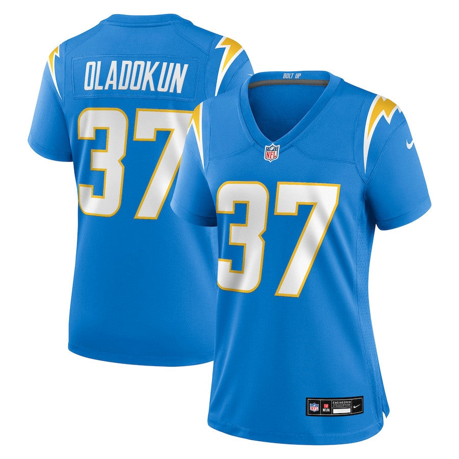Jordan Oladokun 37 Los Angeles Chargers Women's Team Game Jersey - Powder Blue