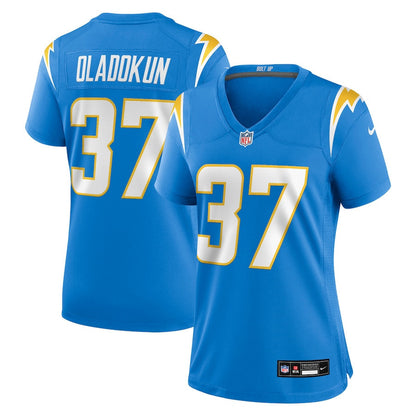 Jordan Oladokun 37 Los Angeles Chargers Women's Team Game Jersey - Powder Blue