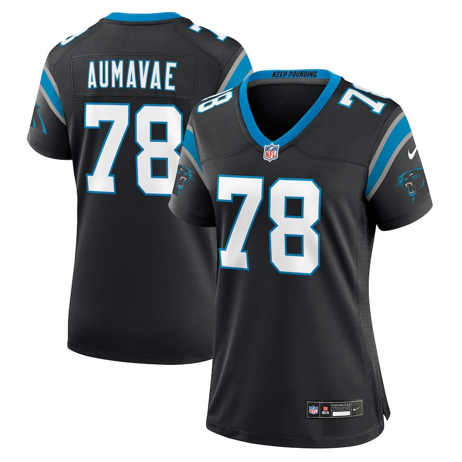 Popo Aumavae 78 Carolina Panthers Women's Team Game Jersey - Black