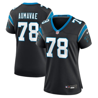 Popo Aumavae 78 Carolina Panthers Women's Team Game Jersey - Black