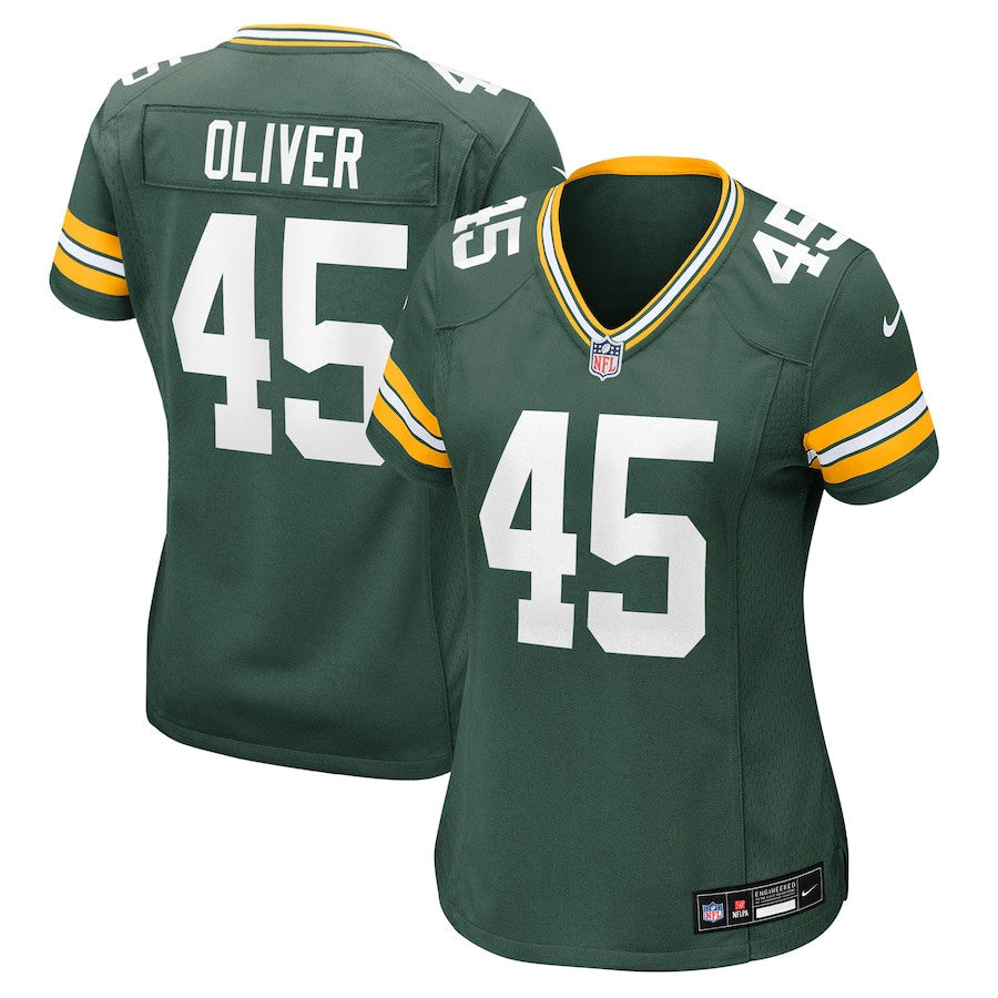 Collin Oliver 45 Green Bay Packers Women's Team Game Jersey - Green