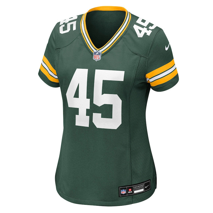 Collin Oliver 45 Green Bay Packers Women's Team Game Jersey - Green