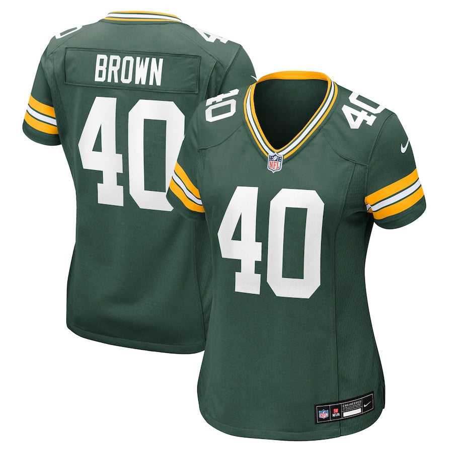 Omar Brown 40 Green Bay Packers Women's Team Game Jersey - Green