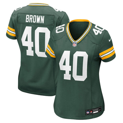 Omar Brown 40 Green Bay Packers Women's Team Game Jersey - Green