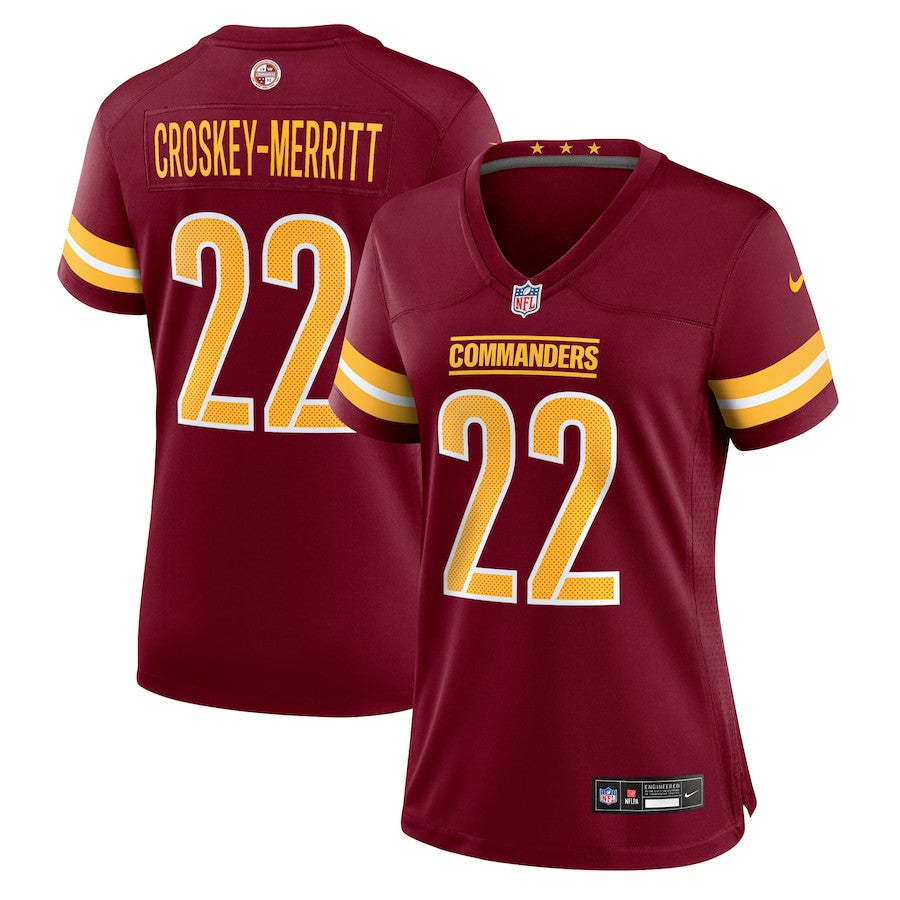 Jacory Croskey-Merritt 22 Washington Commanders Women's Team Game Jersey - Burgundy