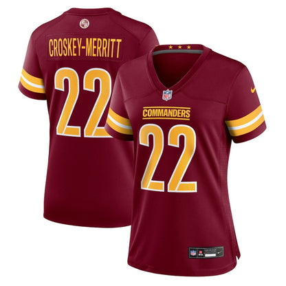 Jacory Croskey-Merritt 22 Washington Commanders Women's Team Game Jersey - Burgundy