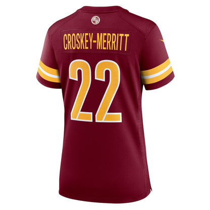 Jacory Croskey-Merritt 22 Washington Commanders Women's Team Game Jersey - Burgundy