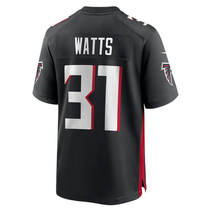 Xavier Watts 31 Atlanta Falcons Team Game Men Jersey - Black