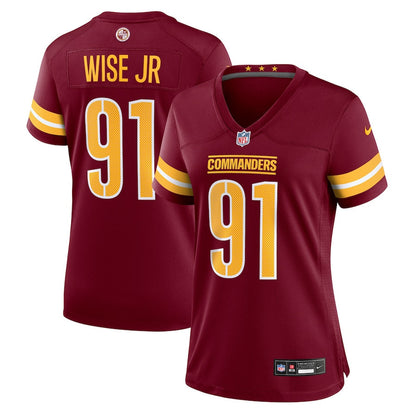 Deatrich Wise Jr. 91 Washington Commanders Women's Team Game Jersey - Burgundy