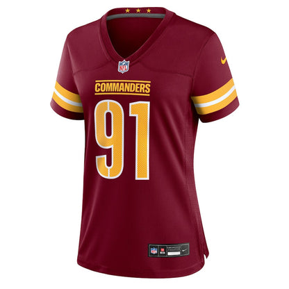 Deatrich Wise Jr. 91 Washington Commanders Women's Team Game Jersey - Burgundy