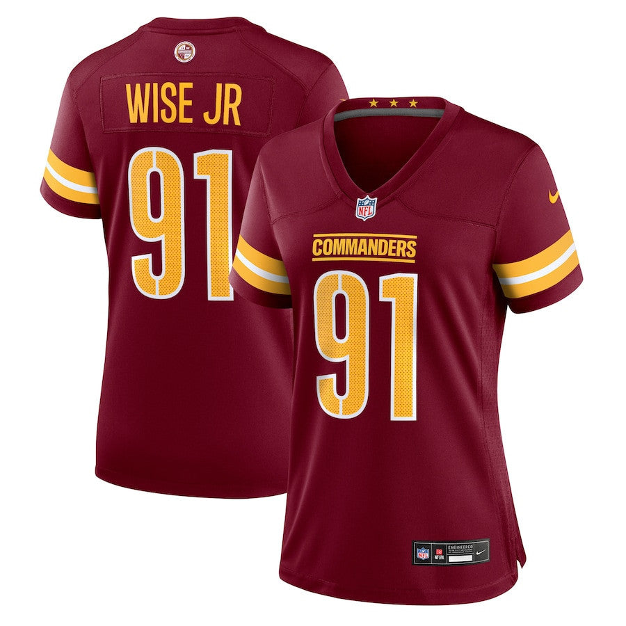 Deatrich Wise Jr. 91 Washington Commanders Women's Team Game Jersey - Burgundy
