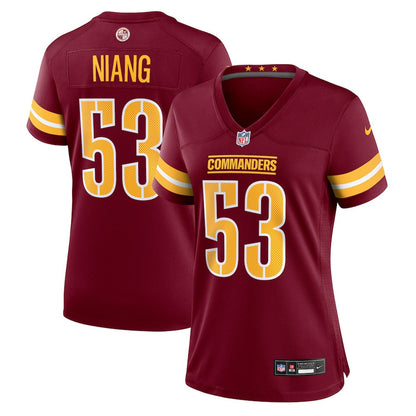 Lucas Niang 53 Washington Commanders Women's Team Game Jersey - Burgundy