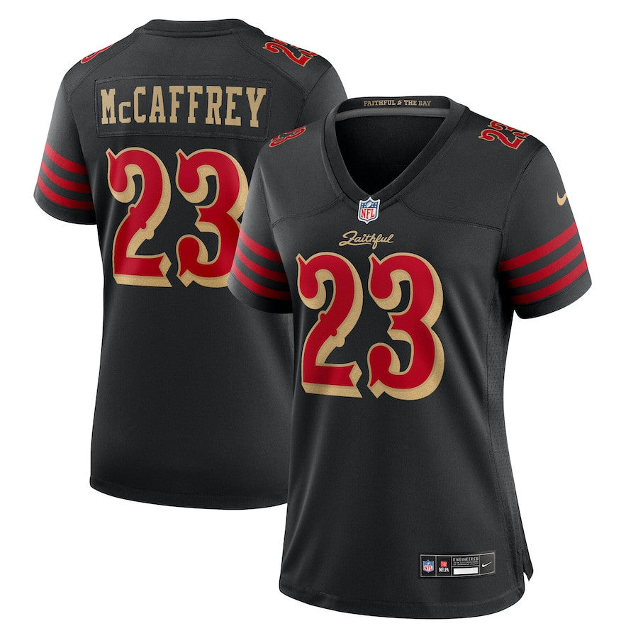 Christian McCaffrey 23 San Francisco 49ers Women's 2025 Rivalries Collection Game Jersey - Black