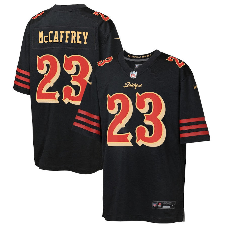 Christian McCaffrey 23 San Francisco 49ers YOUTH 2025 Rivalries Collection Game Jersey - Black