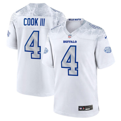 James Cook III 4 Buffalo Bills 2025 Rivalries Collection Game Men Jersey - White