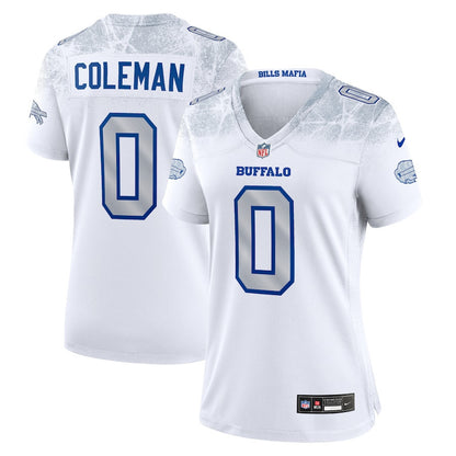 Keon Coleman 0 Buffalo Bills Women's 2025 Rivalries Collection Game Jersey - White