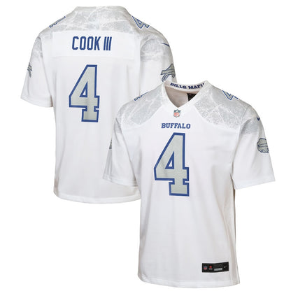 James Cook III 4 Buffalo Bills YOUTH 2025 Rivalries Collection Game Jersey - White