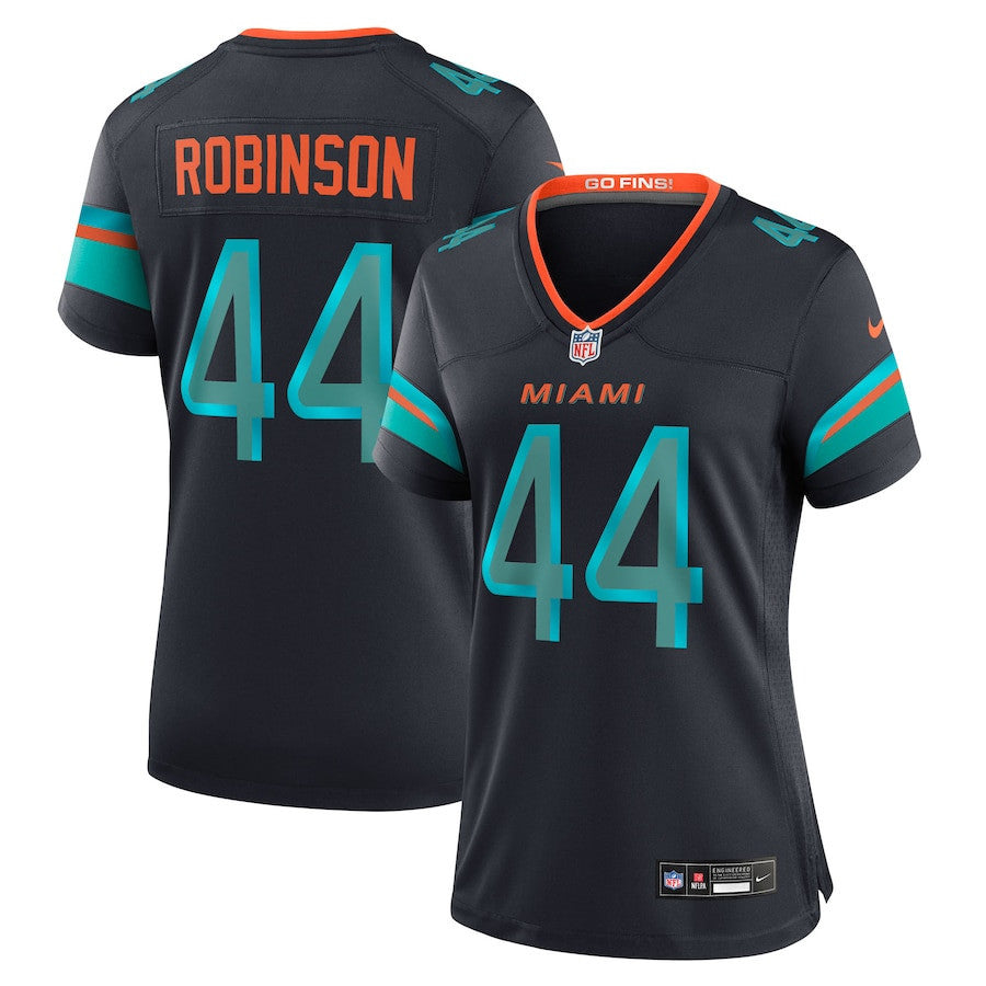 Chop Robinson 44 Miami Dolphins Women's 2025 Rivalries Collection Game Jersey - Pitch Blue