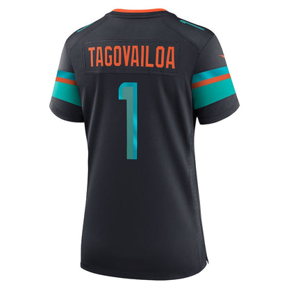 Tua Tagovailoa 1 Miami Dolphins Women's 2025 Rivalries Collection Game Jersey - Pitch Blue