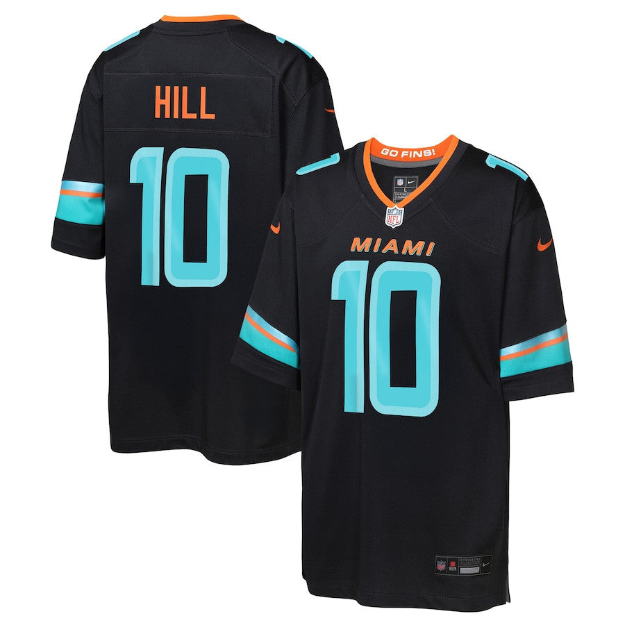 Tyreek Hill 10 Miami Dolphins YOUTH 2025 Rivalries Collection Game Jersey - Pitch Blue