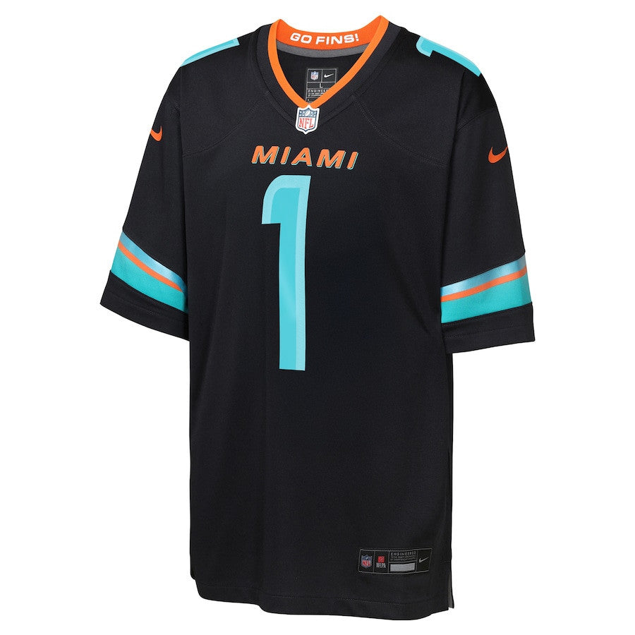 Tua Tagovailoa 1 Miami Dolphins YOUTH 2025 Rivalries Collection Game Jersey - Pitch Blue