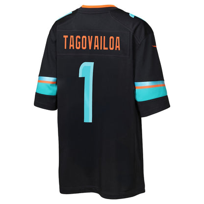 Tua Tagovailoa 1 Miami Dolphins YOUTH 2025 Rivalries Collection Game Jersey - Pitch Blue