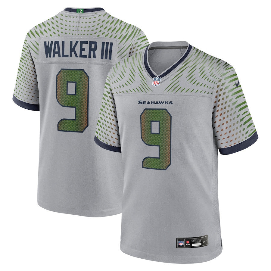 Kenneth Walker III 9 Seattle Seahawks 2025 Rivalries Collection Game Men Jersey - Wolf Gray
