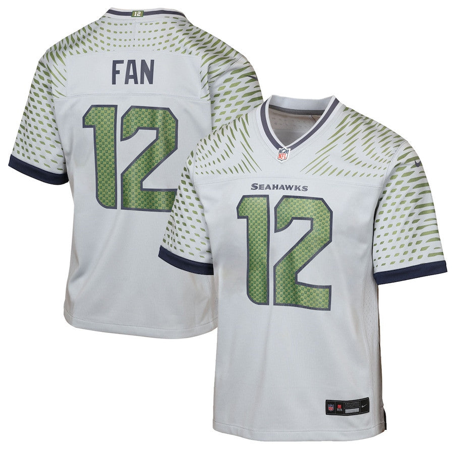 12s Seattle Seahawks YOUTH 2025 Rivalries Collection Game Jersey - Wolf Gray