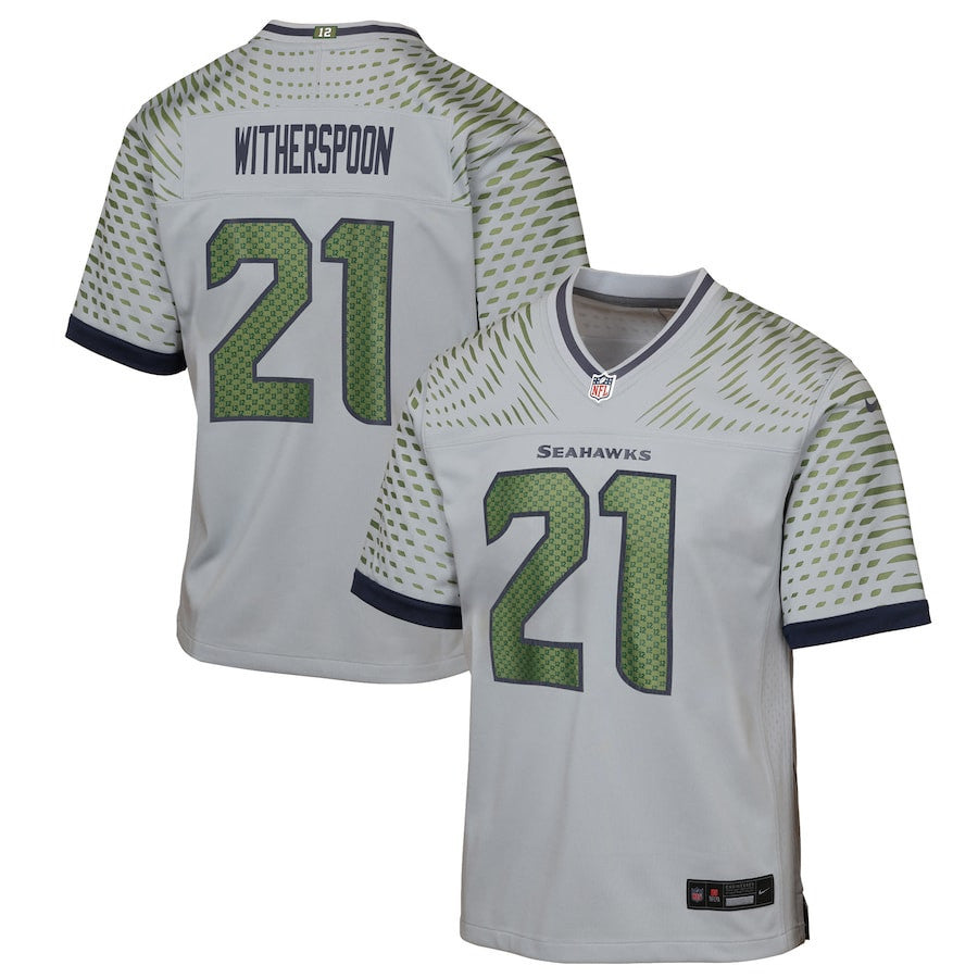 Devon Witherspoon 21 Seattle Seahawks YOUTH 2025 Rivalries Collection Game Jersey - Wolf Gray